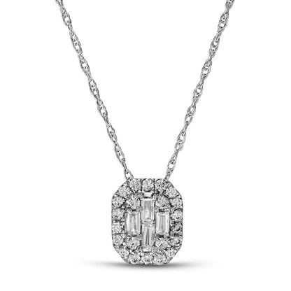 0.25 CT. T.W. Composite Natural Diamond Octagon Frame Pendant in 10K White Gold