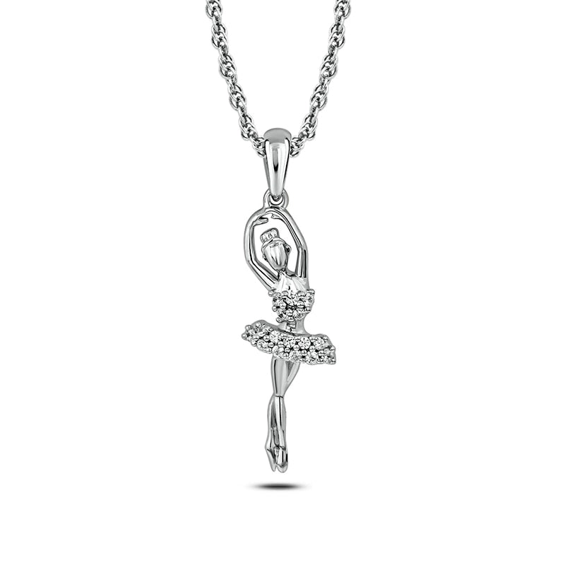 0.1 CT. T.W. Natural Diamond Relev? Ballerina Pendant in 10K White Gold