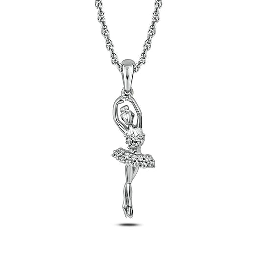 0.1 CT. T.W. Natural Diamond Relev? Ballerina Pendant in 10K White Gold