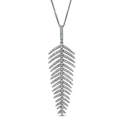 1 CT. T.W. Natural Diamond Palm Leaf Pendant in 10K White Gold