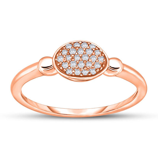 0.07 CT. T.W. Composite Natural Diamond Oval Frame Ring in Solid 10K Rose Gold