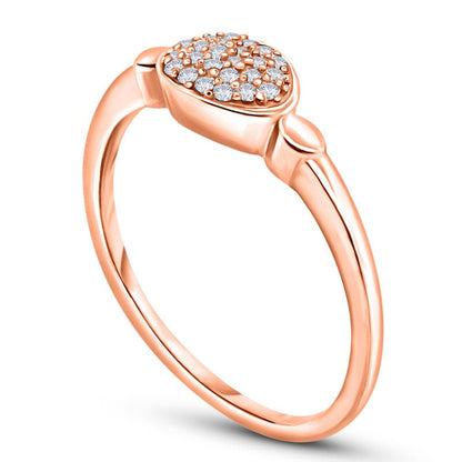 0.07 CT. T.W. Composite Natural Diamond Oval Frame Ring in Solid 10K Rose Gold