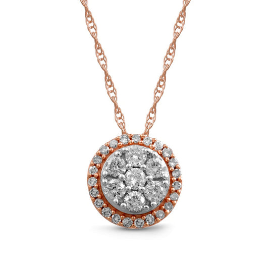 0.25 CT. T.W. Composite Natural Diamond Frame Pendant in 10K Rose Gold