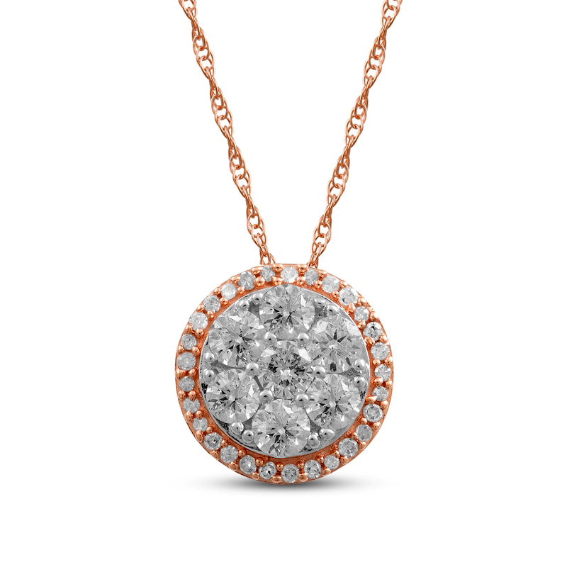 0.5 CT. T.W. Composite Natural Diamond Frame Pendant in 10K Rose Gold