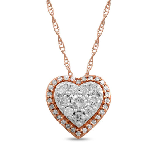 0.25 CT. T.W. Composite Natural Diamond Heart Pendant in 10K Rose Gold