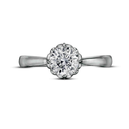 1.0 CT. T.W. Certified Natural Diamond Scallop Frame Floral Engagement Ring in Solid 14K White Gold (I/I2)