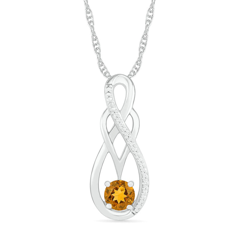 Citrine and 0.05 CT. T.W. Natural Diamond Overlay Infinity Pendant in Sterling Silver