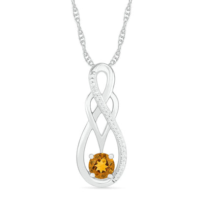 Citrine and 0.05 CT. T.W. Natural Diamond Overlay Infinity Pendant in Sterling Silver