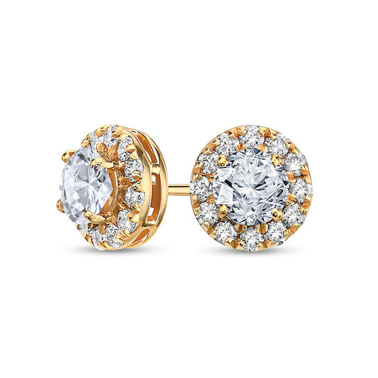 1.25 CT. T.W. Diamond Frame Stud Earrings in 10K Gold