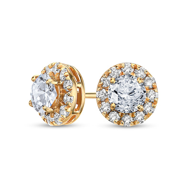 1.5 CT. T.W. Diamond Frame Stud Earrings in 10K Gold
