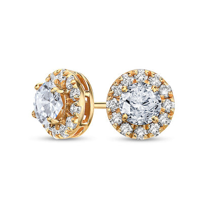 1.5 CT. T.W. Diamond Frame Stud Earrings in 10K Gold