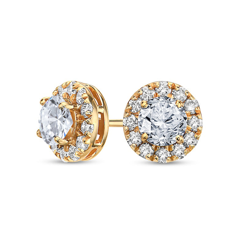1.75 CT. T.W. Diamond Frame Stud Earrings in 10K Gold