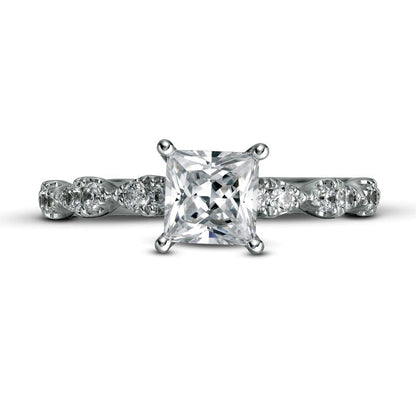 1.33 CT. T.W. Princess-Cut Natural Diamond Engagement Ring in Solid 14K White Gold