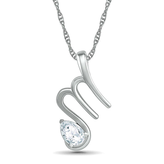 Pear-Shaped White Lab-Created Sapphire Scorpio Zodiac Sign Pendant in Sterling Silver