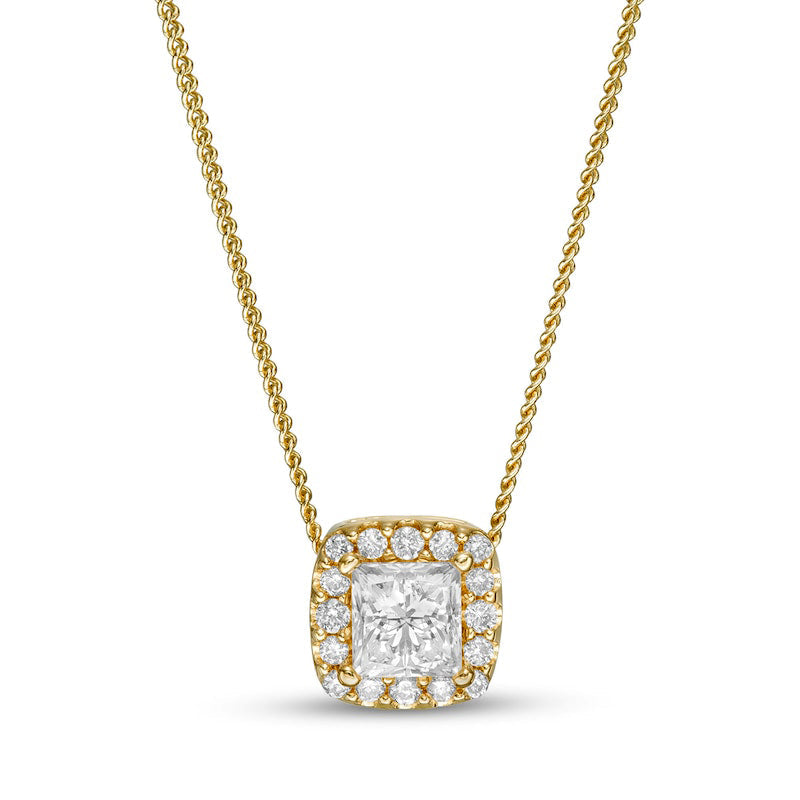 0.33 CT. T.W. Princess-Cut Natural Diamond Frame Pendant in 14K Gold (I/I2)