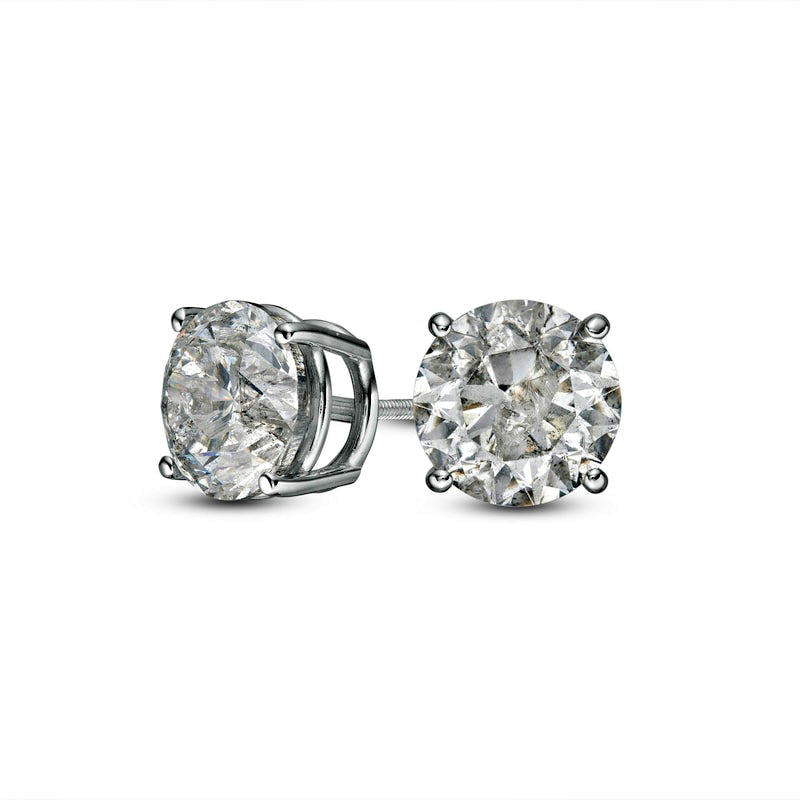 4 CT. T.W. Diamond Solitaire Stud Earrings in 10K White Gold (I/I3)
