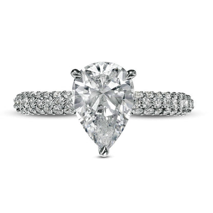 2.5 CT. T.W. Certified Lab-Created Pear-Shaped Diamond Engagement Ring in Solid 14K White Gold (F/VS2)
