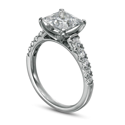 2.5 CT. T.W. Certified Princess-Cut Lab-Created Diamond Engagement Ring in Solid 14K White Gold (F/VS2)