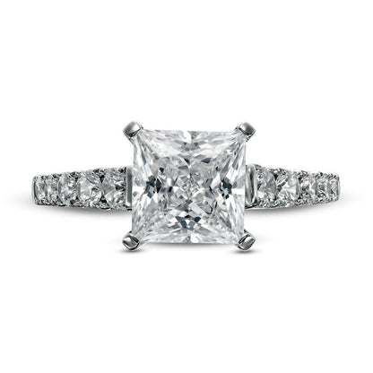 2.5 CT. T.W. Certified Princess-Cut Lab-Created Diamond Engagement Ring in Solid 14K White Gold (F/VS2)