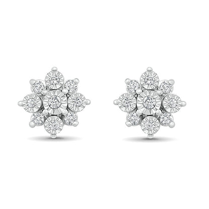 0.17 CT. T.W. Diamond Sunburst Stud Earrings in 10K Gold