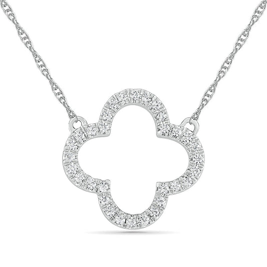 0.1 CT. T.W. Natural Diamond Clover Necklace in Sterling Silver