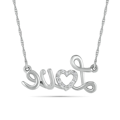 0.05 CT. T.W. Natural Diamond Love" Heart Necklace in Sterling Silver"