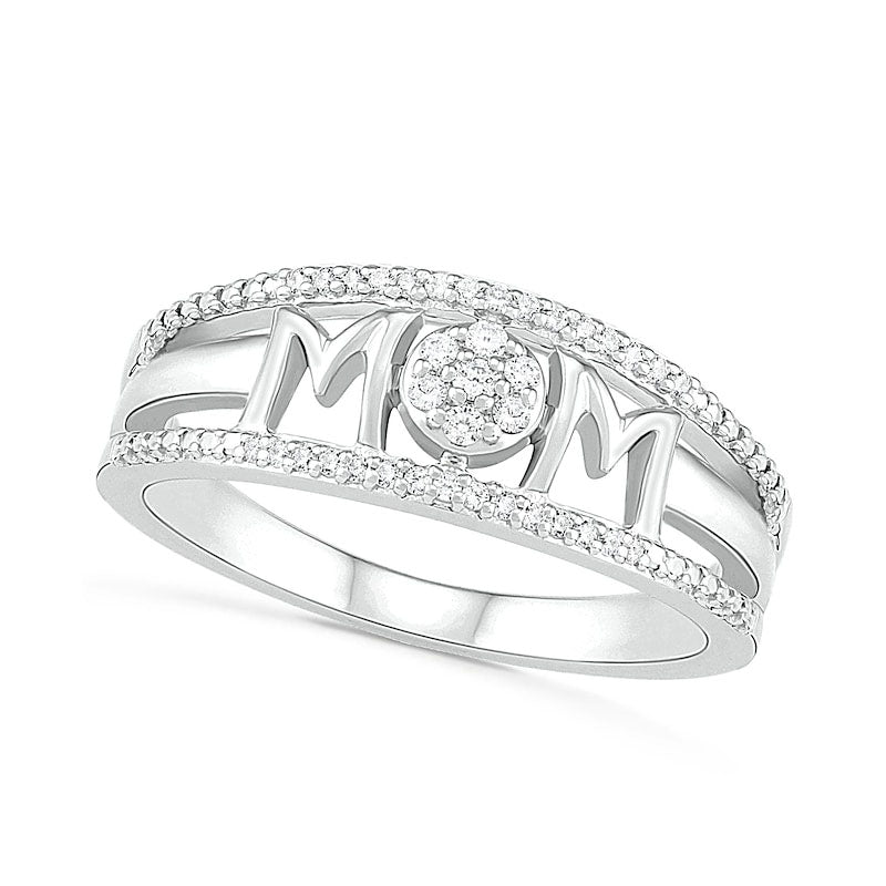 0.10 CT. T.W. Natural Diamond MOM" Double Row Ring in Sterling Silver"