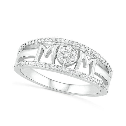 0.10 CT. T.W. Natural Diamond MOM" Double Row Ring in Sterling Silver"