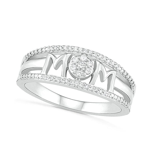 0.10 CT. T.W. Natural Diamond MOM" Double Row Ring in Sterling Silver"
