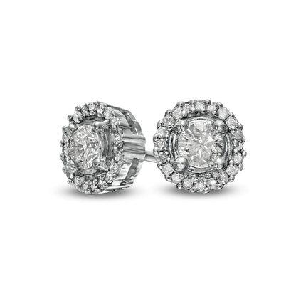 0.38 CT. T.W. Diamond Frame Stud Earrings in 10K White Gold