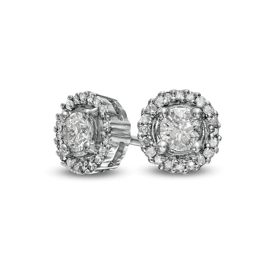0.38 CT. T.W. Diamond Frame Stud Earrings in 10K White Gold