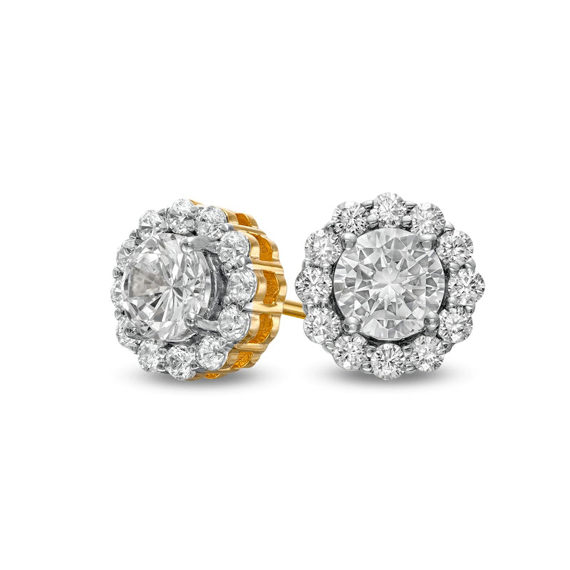 0.88 CT. T.W. Diamond Frame Stud Earrings in 10K Gold