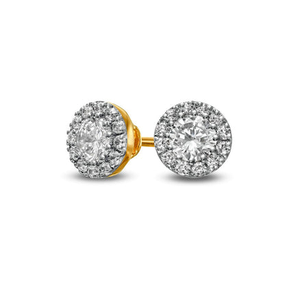 0.38 CT. T.W. Diamond Frame Stud Earrings in 10K Gold