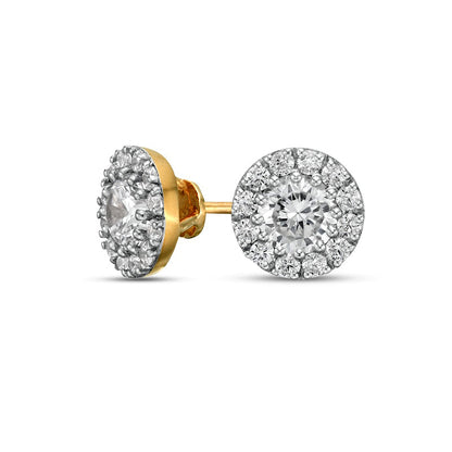 0.88 CT. T.W. Diamond Frame Stud Earrings in 10K Gold