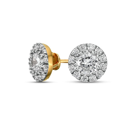 0.88 CT. T.W. Diamond Frame Stud Earrings in 10K Gold