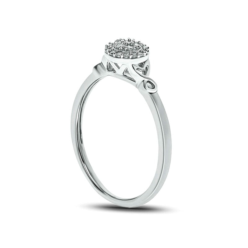 0.17 CT. T.W. Composite Natural Diamond Frame Heart Sides Promise Ring in Solid 10K White Gold