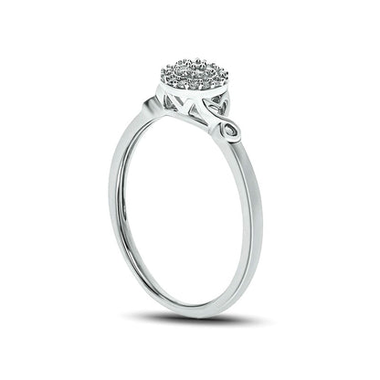 0.17 CT. T.W. Composite Natural Diamond Frame Heart Sides Promise Ring in Solid 10K White Gold