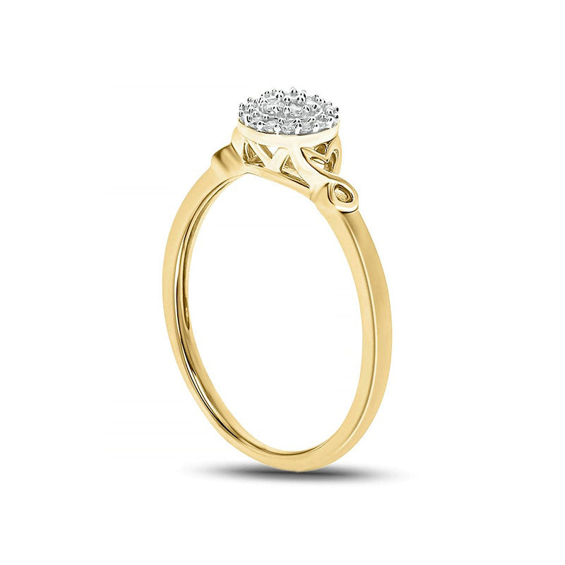 0.17 CT. T.W. Composite Natural Diamond Frame Heart Sides Promise Ring in Solid 10K Yellow Gold
