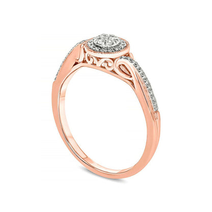 0.17 CT. T.W. Composite Natural Diamond Frame Split Shank Antique Vintage-Style Promise Ring in Solid 10K Rose Gold