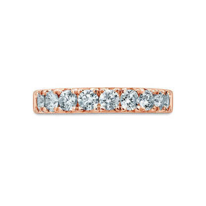 1.0 CT. T.W. Natural Diamond Nine Stone Anniversary Band in Solid 14K Rose Gold