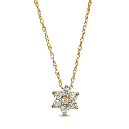 0.2 CT. T.W. Natural Diamond Flower Pendant in 10K Yellow Gold