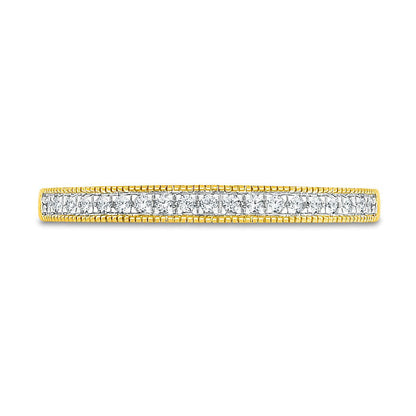 1.0 CT. T.W. Natural Diamond Sunburst Frame Antique Vintage-Style Bridal Engagement Ring Set in Solid 10K Yellow Gold