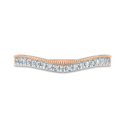 1.25 CT. T.W. Natural Diamond Flower Frame Antique Vintage-Style Bridal Engagement Ring Set in Solid 10K Rose Gold