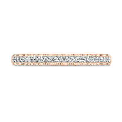 0.75 CT. T.W. Princess-Cut Natural Diamond Double Cushion Frame Antique Vintage-Style Bridal Engagement Ring Set in Solid 10K Rose Gold