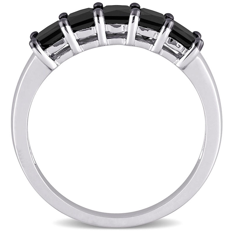 1.25 CT. T.W. Black Enhanced Princess-Cut Natural Diamond Five Stone Anniversary Band in Solid 10K White Gold
