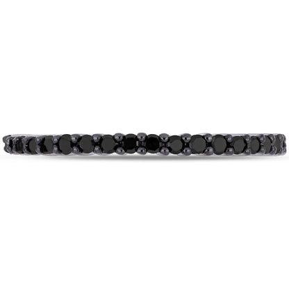 0.20 CT. T.W. Black Enhanced Natural Diamond Anniversary Band in Solid 10K White Gold