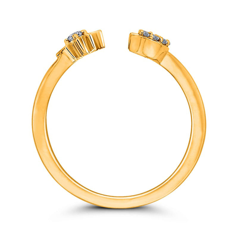 0.07 CT. T.W. Natural Diamond Crescent Moon and Eight-Point Star Open Ring in Solid 10K Yellow Gold