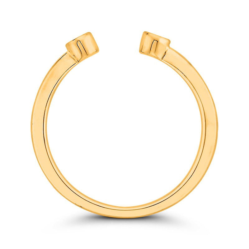 0.07 CT. T.W. Natural Diamond Two Stone Open Ring in Solid 10K Yellow Gold