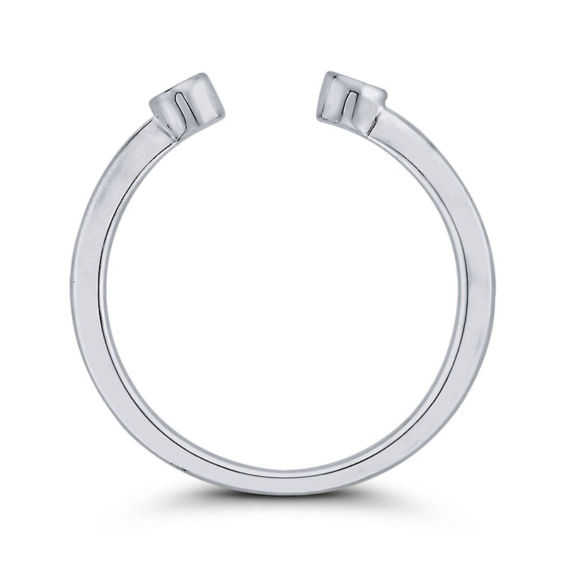 0.07 CT. T.W. Natural Diamond Two Stone Open Ring in Solid 10K White Gold