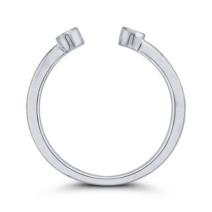 0.07 CT. T.W. Natural Diamond Two Stone Open Ring in Solid 10K White Gold